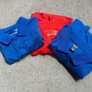 Bundle of 3: 2 royal blue  and 1 Red Polo Shirts size medium NWT